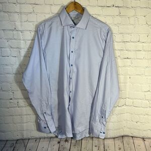 TWILLORY Shirt Mens 16 34/35 Blue‎ Trim Fit Non Iron Safe Cotton